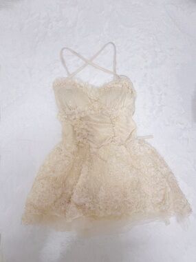 Lace Party Dress with Crossback Straps